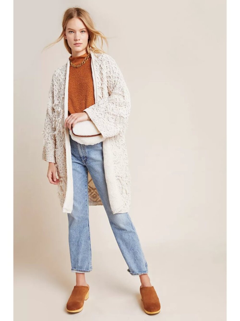NWT Anthropologie Akemi + Kin Ione Textured Fringe Cardigan OS